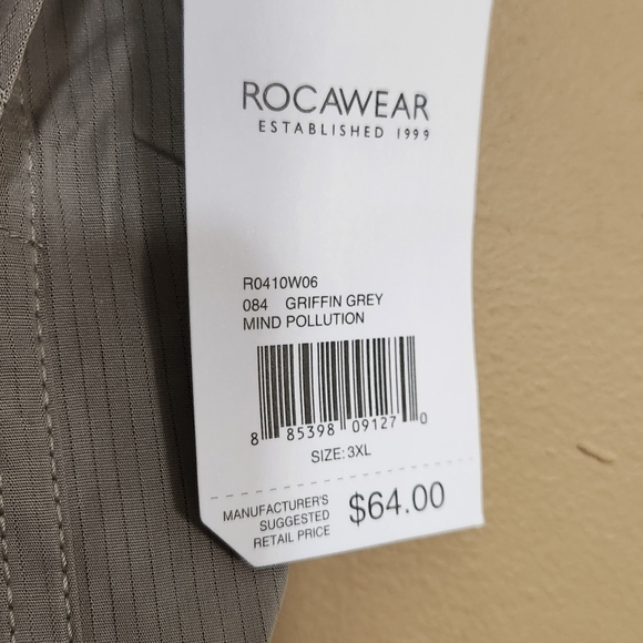 NWT Rocawear button down short sleeve grey With Pinstripes shirt 2 pockets 3XL - Picture 11 of 16